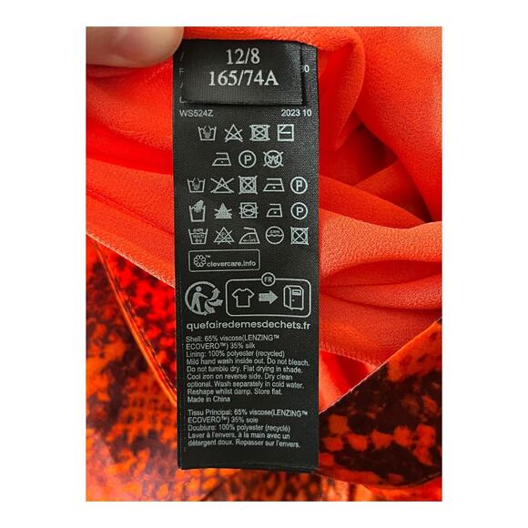 AllSaints skirt Carla Tahoe snake print ruched satin midi size 8 - Picture 7 of 7